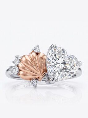 Disney The Little Mermaid Ariel Heart  & Shell ring, 925 Sterling Silver